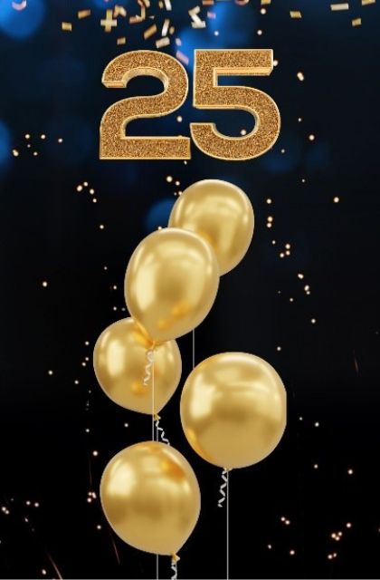 25 avec des ballons dorés